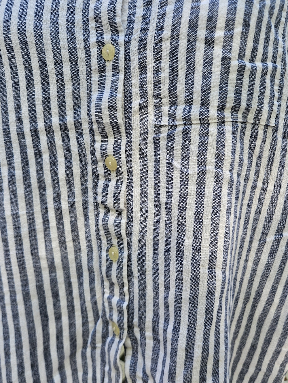 ORVIS Button Up Collared Short Sleeve Linen Blend Striped Shirt Women's Size Med - Picture 2 of 10